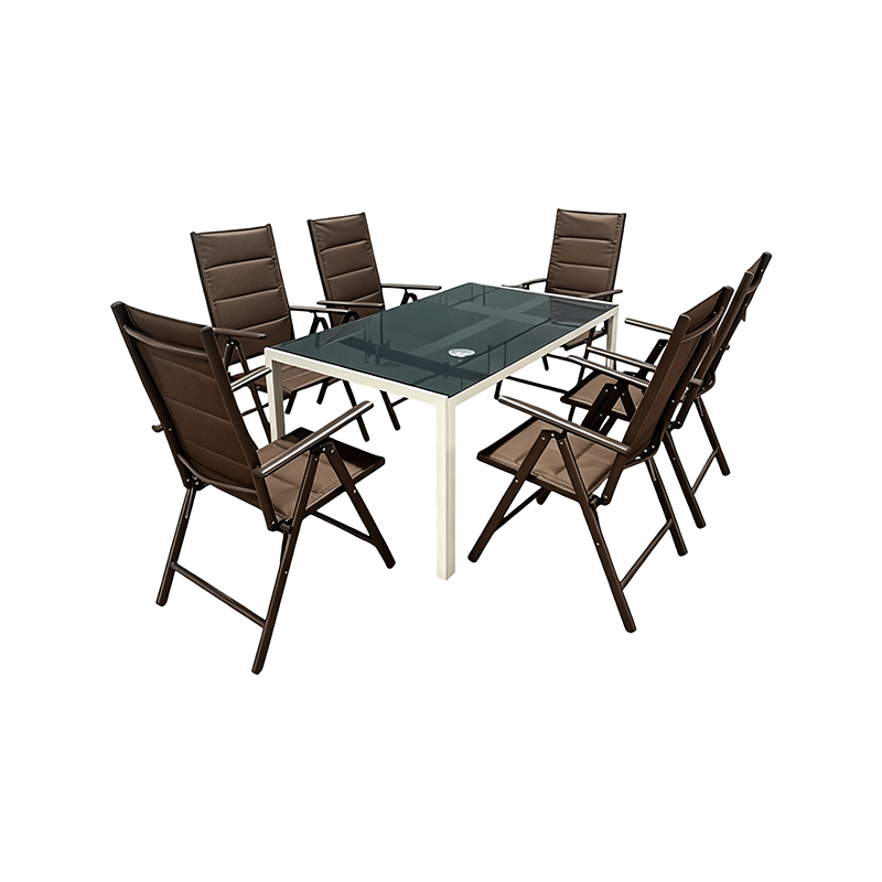 Outdoor Patio Dining Set for 6 People with Glass Table