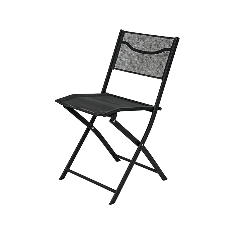Space Saving Outdoor Folding Chair Black Steel Frame