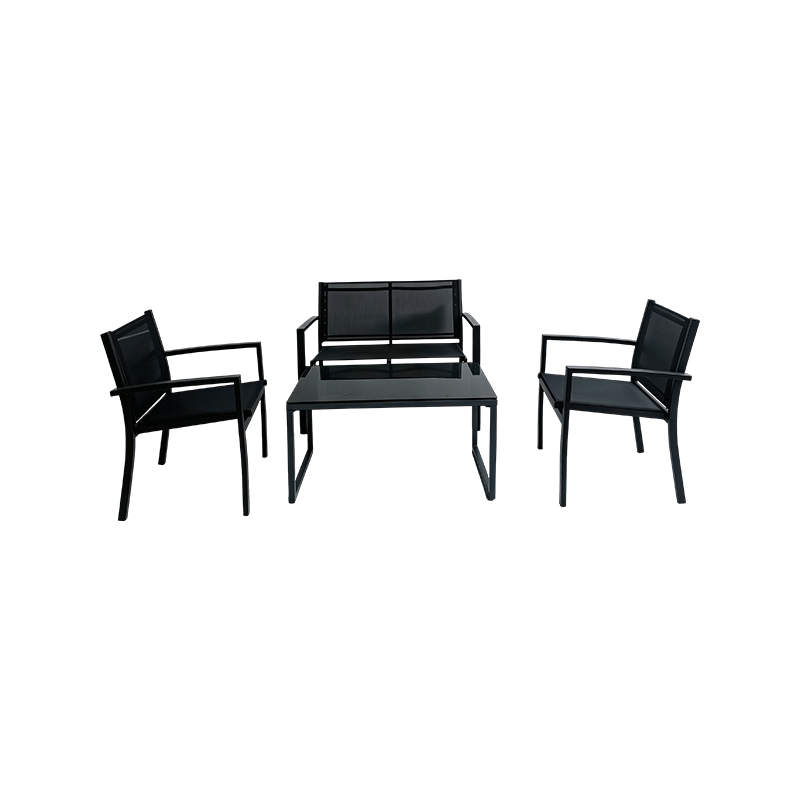 4-Person Outdoor Conversation Sofa Set with Tempered Glass Table