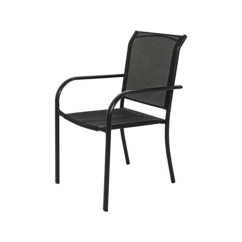 Outdoor Stackable Steel Chair Black Patio Seating