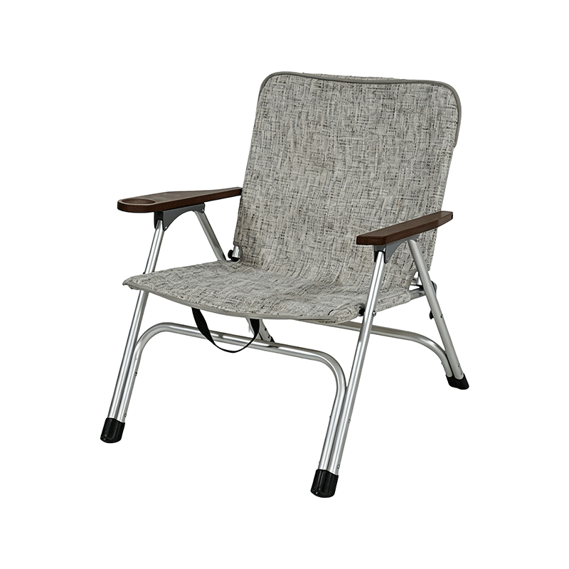 Aluminum Folding Chair Wooden Armrests Fabric Seat