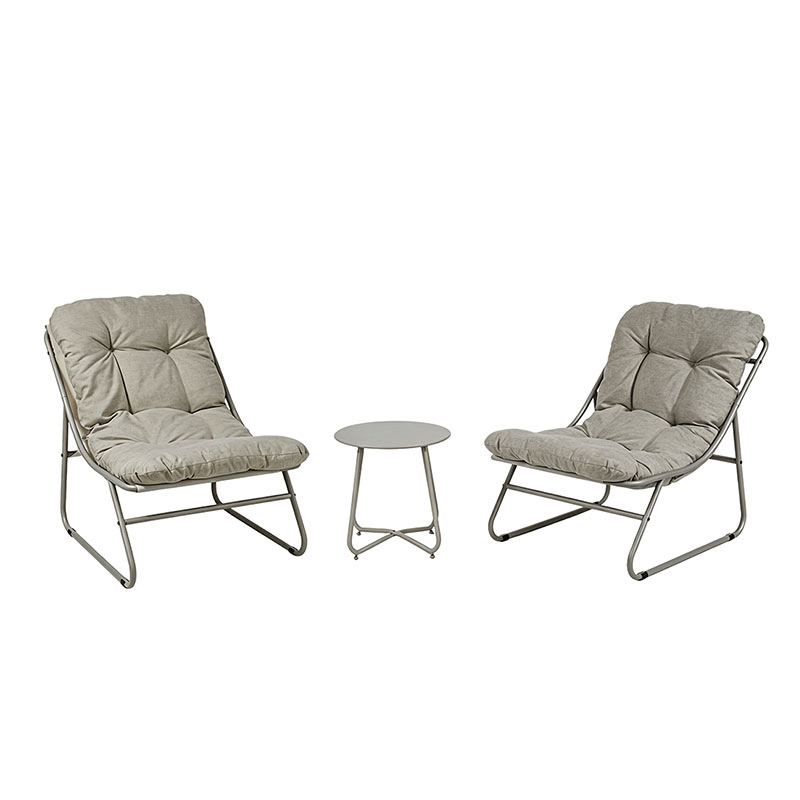 Outdoor Patio Chaise Lounge Set with Round Side Table